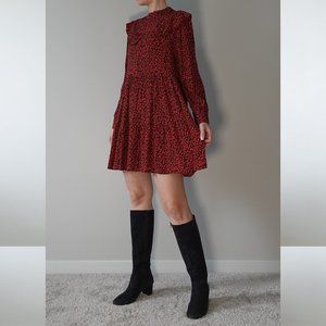 Karol Red & Black Leopard Print Long Sleeve Dress Size M